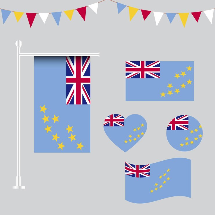 colección de emblemas e iconos de la bandera de Tuvalu en diferentes formas