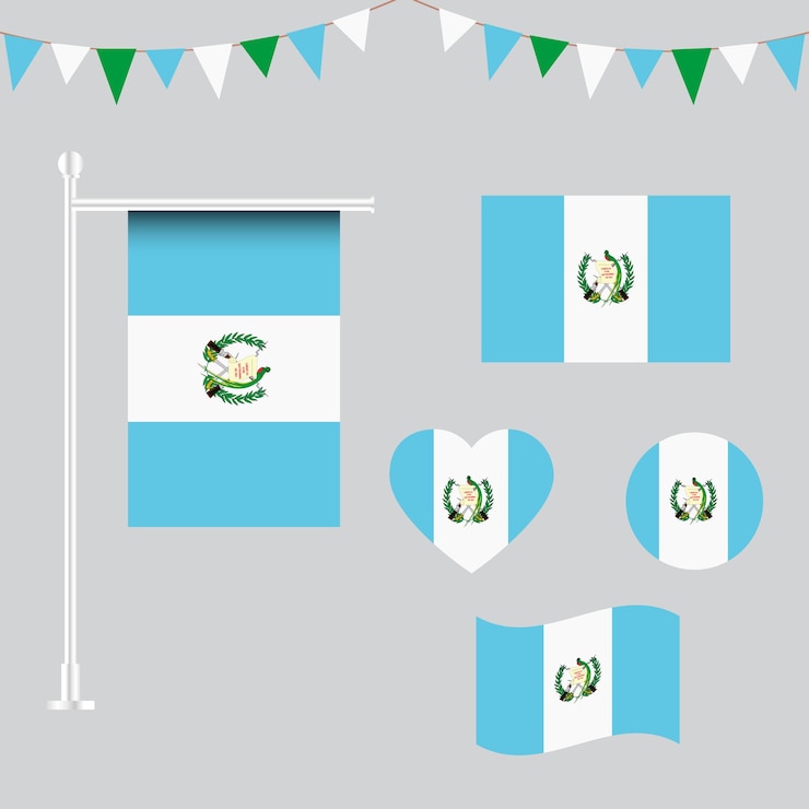 colección de emblemas e íconos de Guatemala en diferentes formas