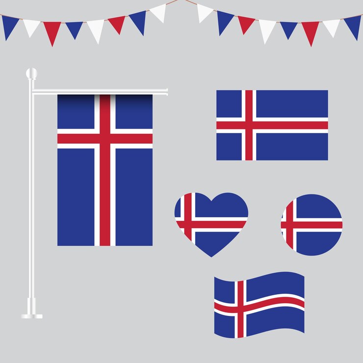 colección de emblemas e iconos de Islandia en diferentes formas