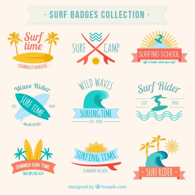 Colección de emblemas de surf