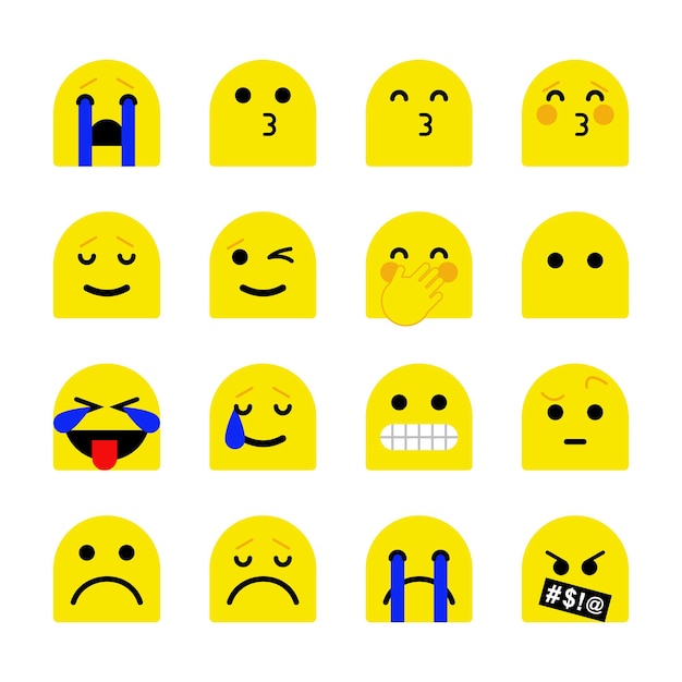 Vector colección de emoji amarillo mixto