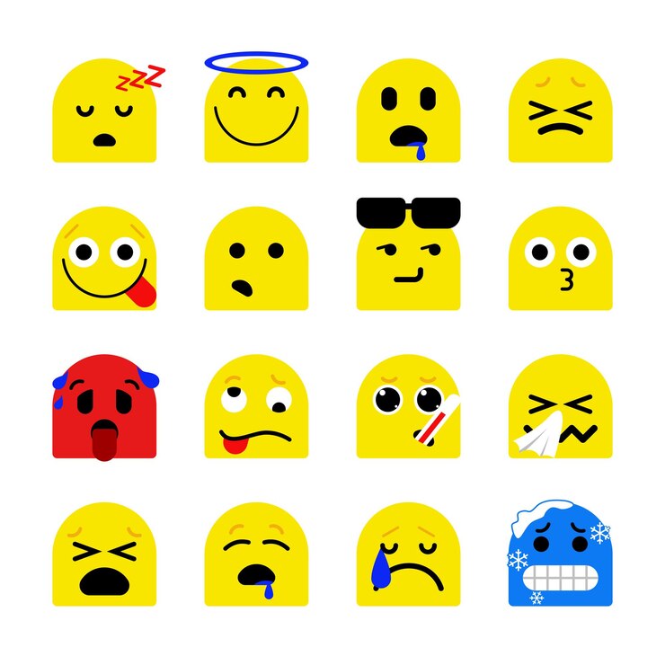 Colección de emoji amarillo mixto
