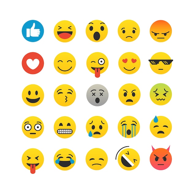 Colección de emoji de diferentes colores