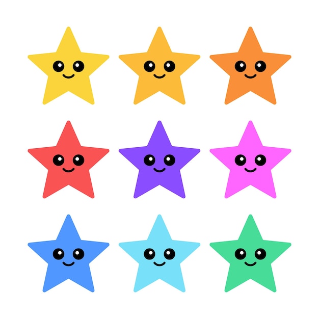 Colección de emoji de estrellas de diferentes colores