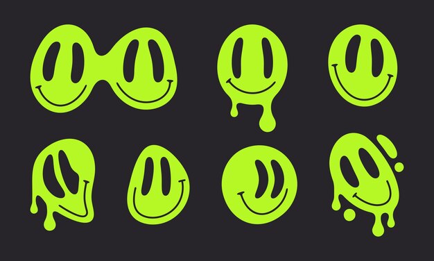 Colección de emojis sonrientes de dibujos animados de vector plano