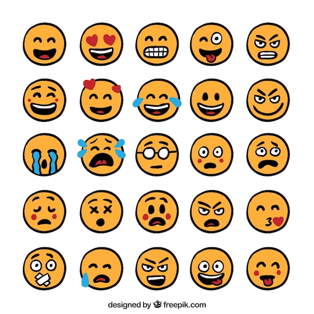 Colección de emoticonos dibujados a mano 