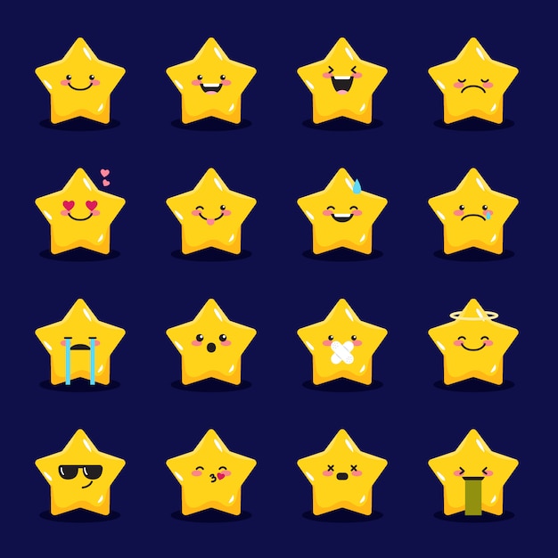 Vector colección de emoticonos estrella