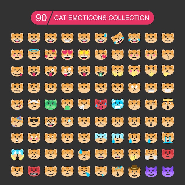 Colección de emoticonos de gato.