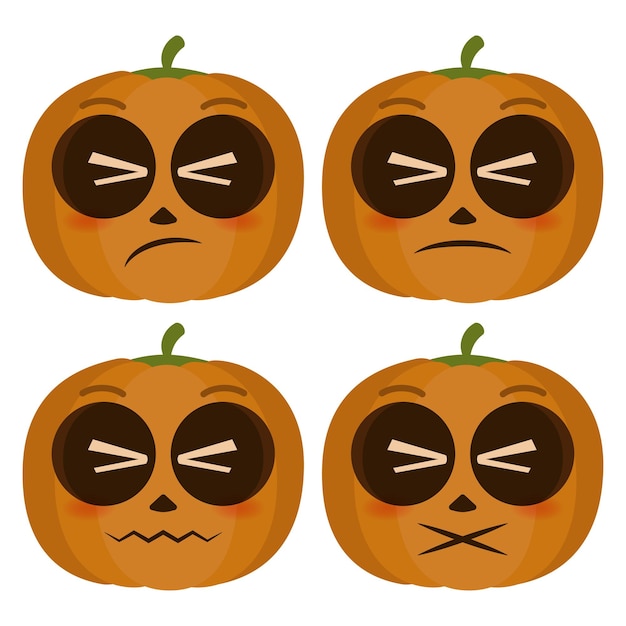 colección de emoticonos lindos de calabaza de halloween