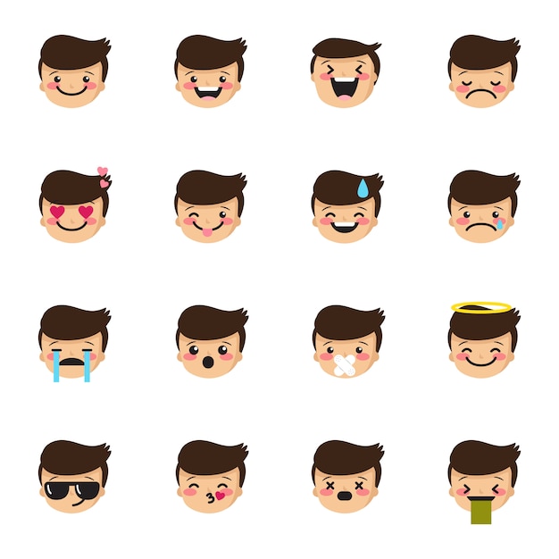 Colección de emoticonos de niño