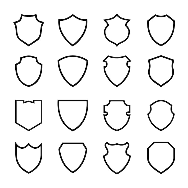 Vector colección de escudos de contorno