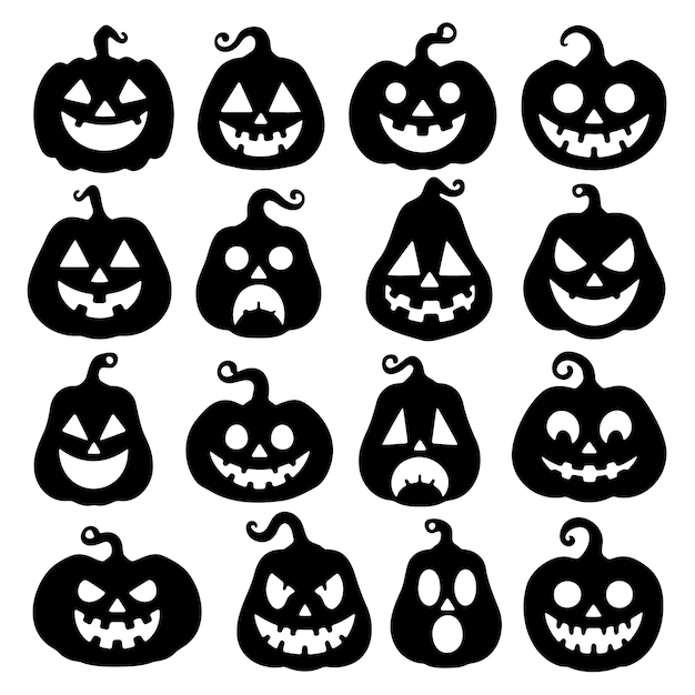 Colección de espeluznantes siluetas de linternas de Halloween