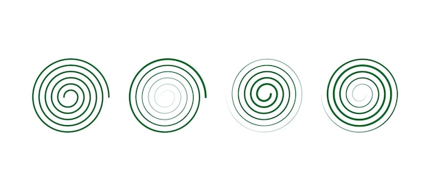Colección de espirales verdes lineales abstractas para el diseño