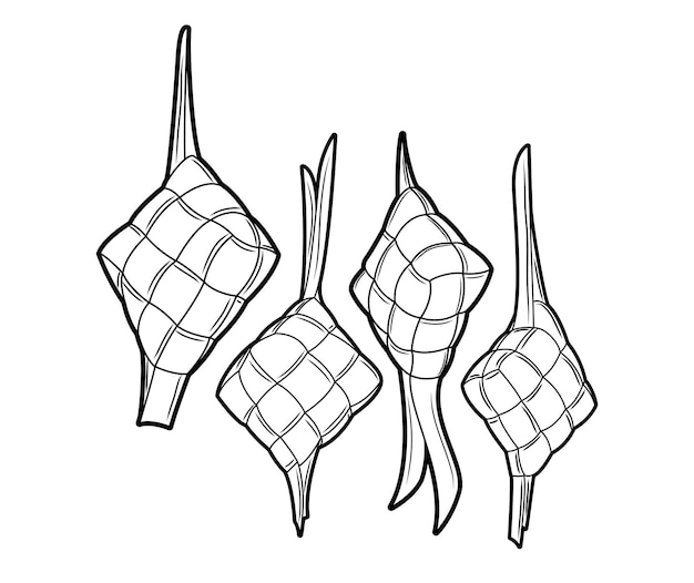 Vector colección de esquemas de comida tradicional de ketupat