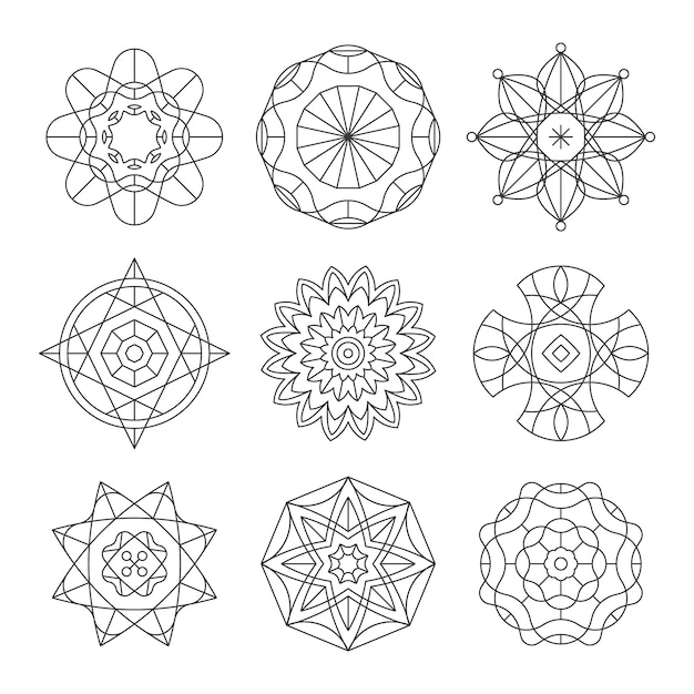 Colección de esquemas decorativos con forma geométrica