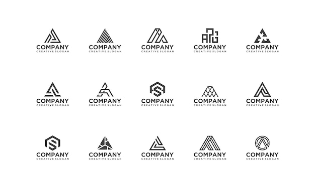 Colección Establecer monograma Empresa Negocio Plantilla de logotipo moderno