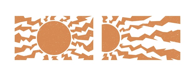 Colección de estampados verticales de sol dibujados a mano patrones florales abstractos formas orgánicas