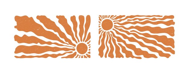 Colección de estampados verticales de sol dibujados a mano patrones florales abstractos formas orgánicas