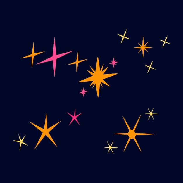 Colección estrellas brillantes dibujadas a mano