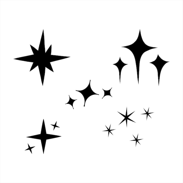 Colección de estrellas brillantes dibujadas a mano