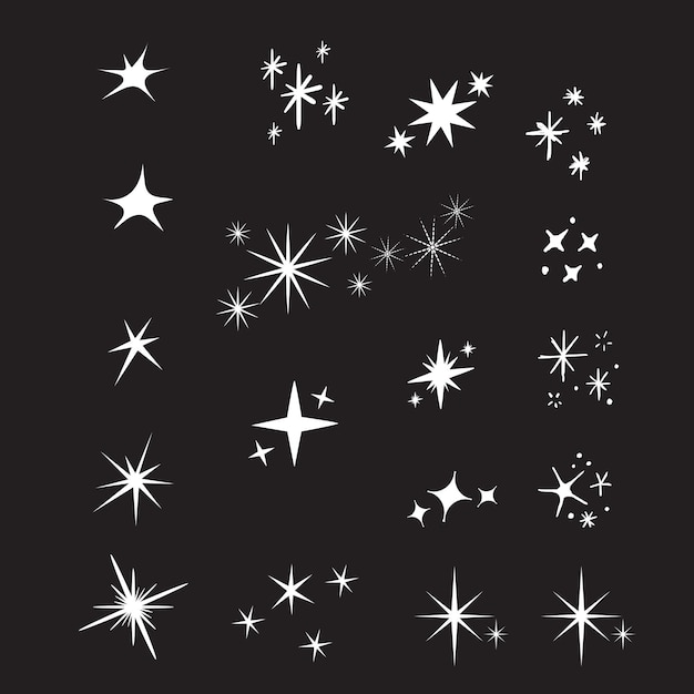 Colección de estrellas de chispas planas vectoriales