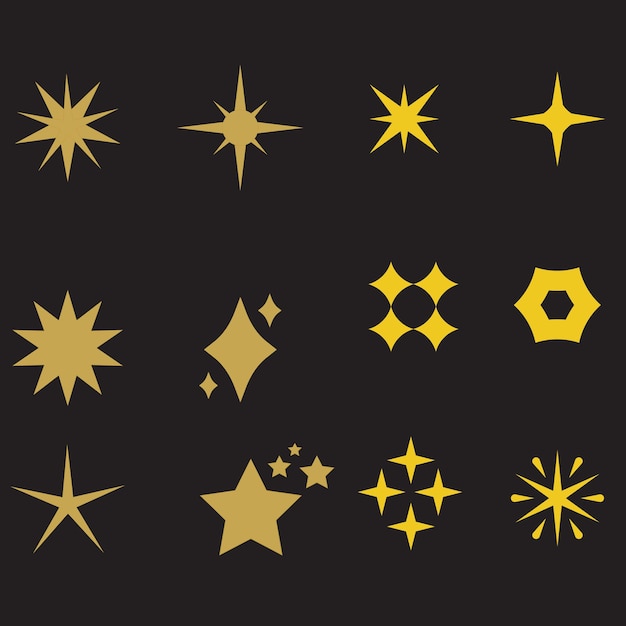 Colección de estrellas de chispas planas vectoriales