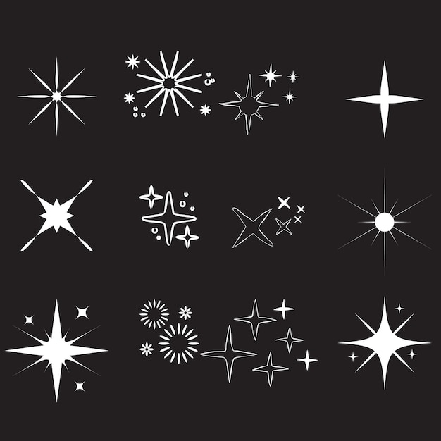 Colección de estrellas de chispas planas vectoriales