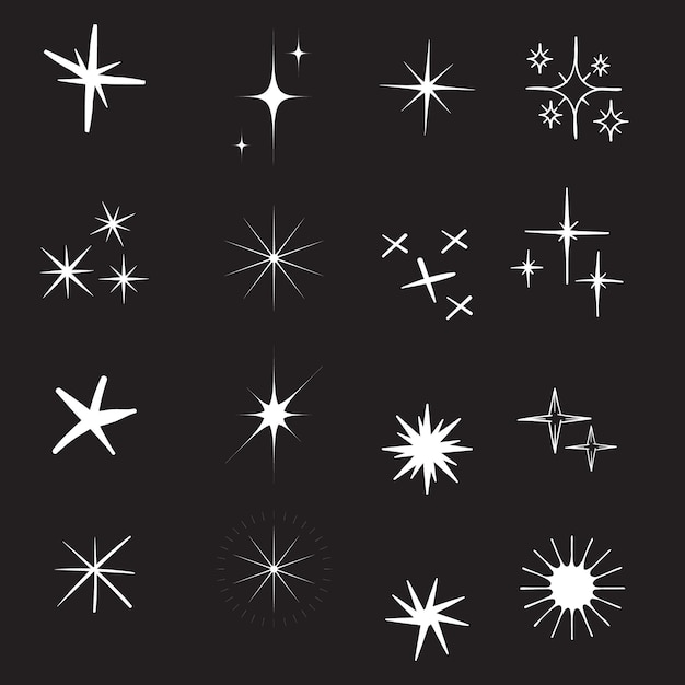 Colección de estrellas de chispas planas vectoriales
