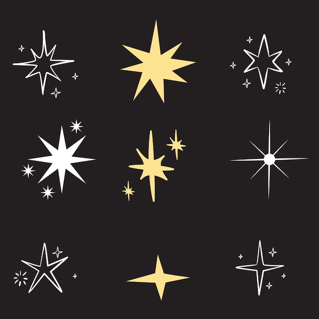 Colección de estrellas de chispas planas vectoriales