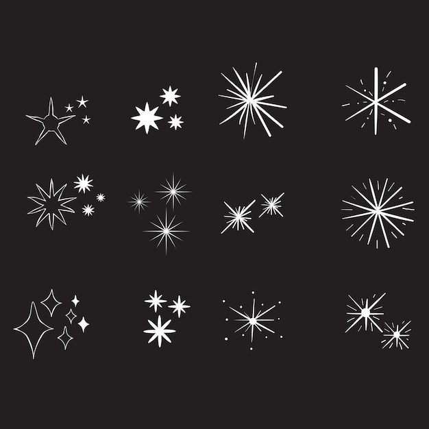 Colección de estrellas de chispas planas vectoriales