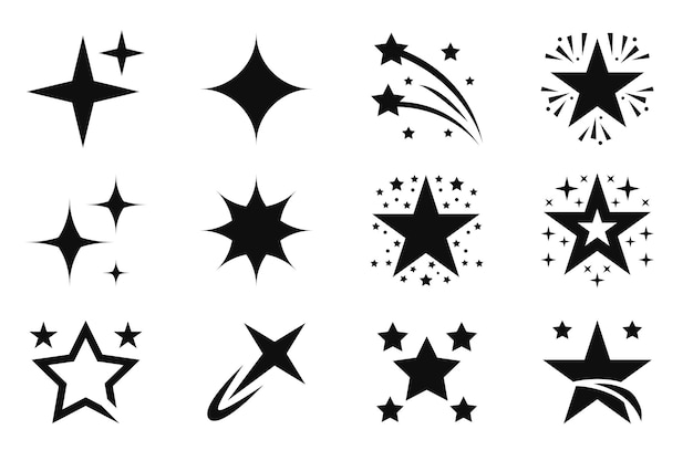 Colección de estrellas Colección de logotipos de estrellas Estilo plano sencillo moderno