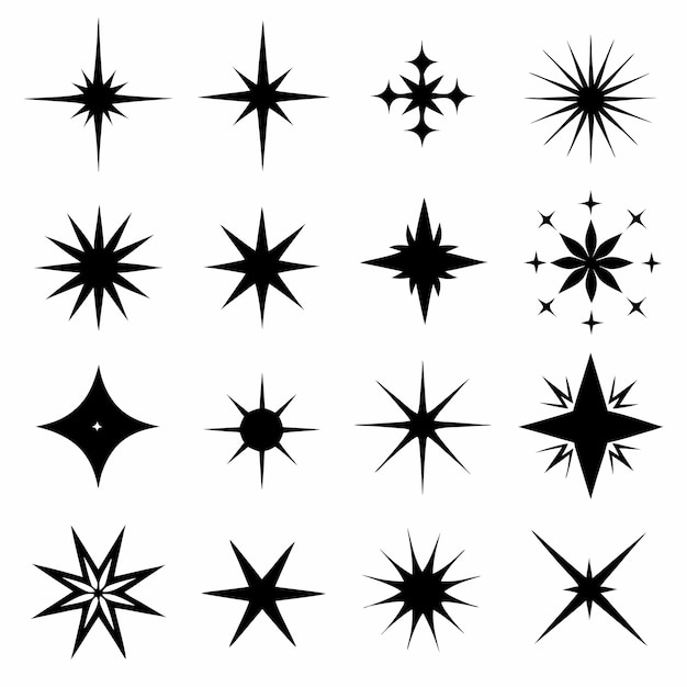 Colección de estrellas Conjunto de estrellas diferentes Ilustración vectorial