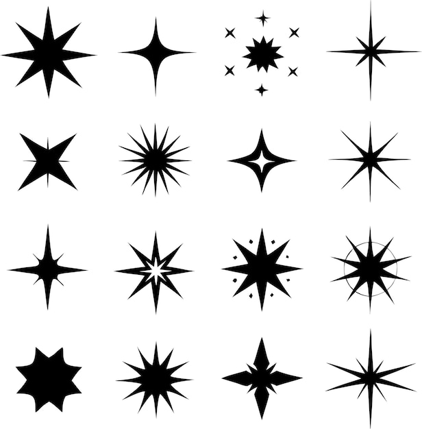 Colección de estrellas Conjunto de estrellas diferentes Ilustración vectorial