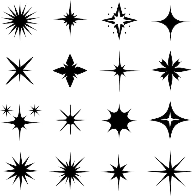 Colección de estrellas Conjunto de estrellas diferentes Ilustración vectorial