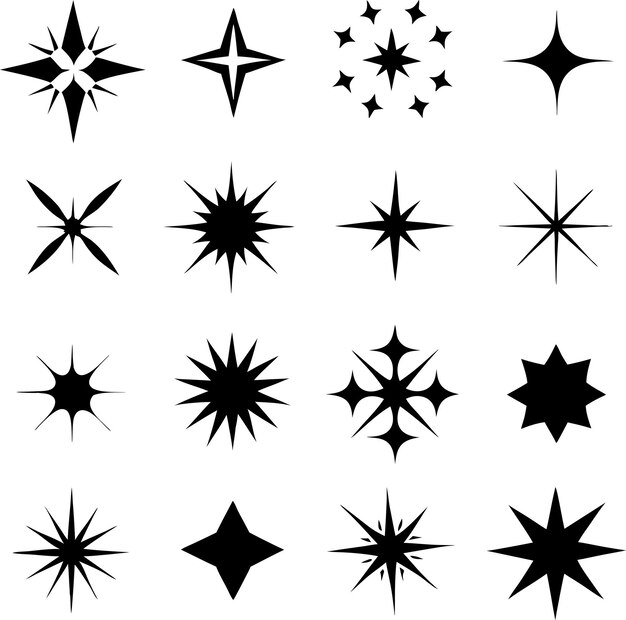 Colección de estrellas Conjunto de estrellas diferentes Ilustración vectorial