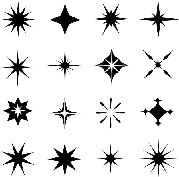 Colección de estrellas Conjunto de estrellas diferentes Ilustración vectorial