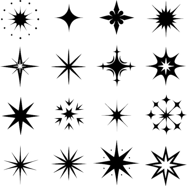 Colección de estrellas Conjunto de estrellas diferentes Ilustración vectorial