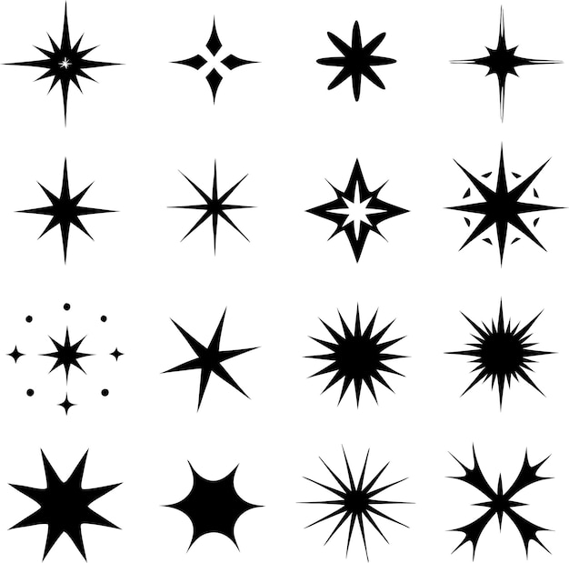 Colección de estrellas Conjunto de estrellas diferentes Ilustración vectorial