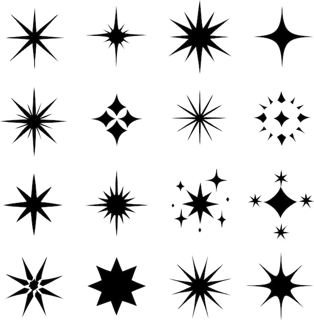 Colección de estrellas Conjunto de estrellas diferentes Ilustración vectorial