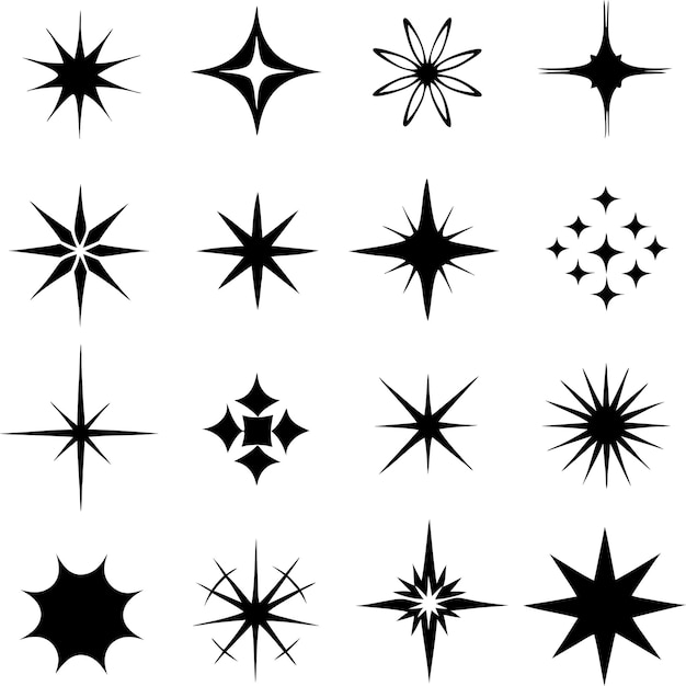 Colección de estrellas Conjunto de estrellas diferentes Ilustración vectorial