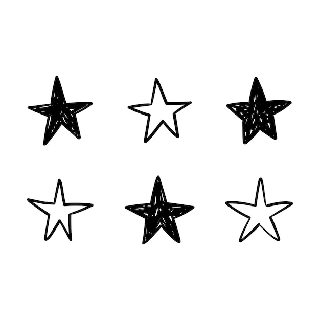Colección de estrellas dibujadas a mano