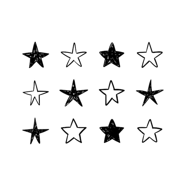 Colección de estrellas dibujadas a mano