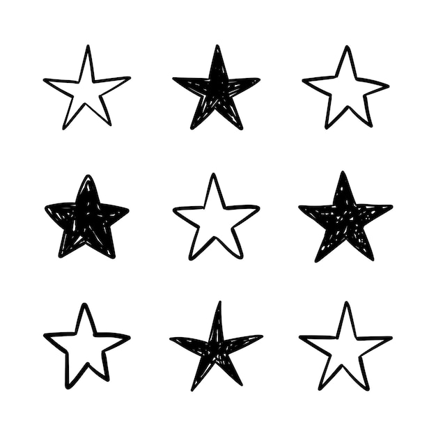 Colección de estrellas dibujadas a mano