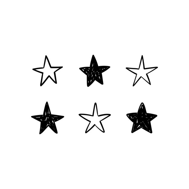 Colección de estrellas dibujadas a mano