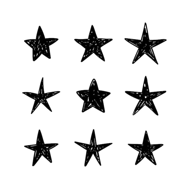 Colección de estrellas dibujadas a mano