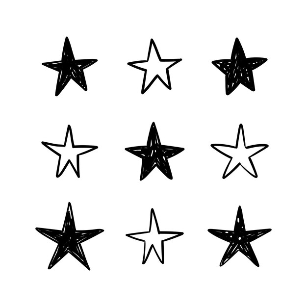 Colección de estrellas dibujadas a mano