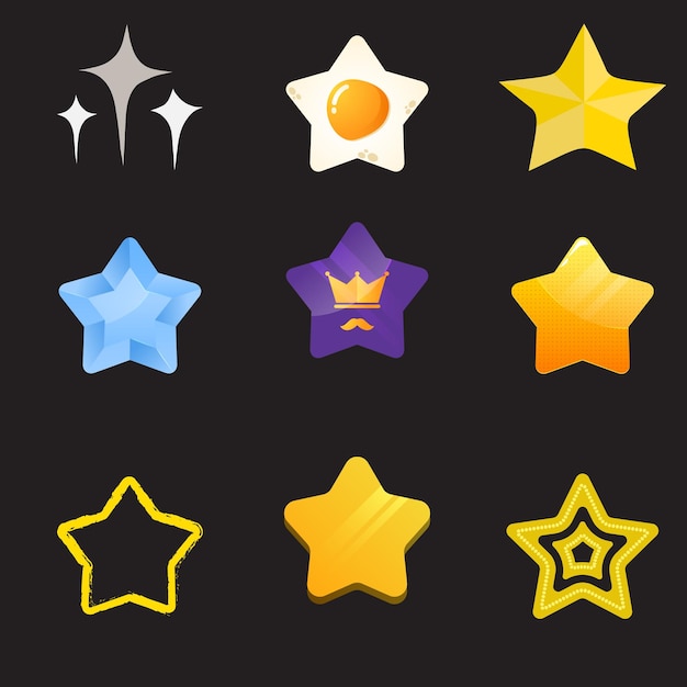 Colección de estrellas Íconos vectoriales de estrellas Conjunto negro de estrellas aisladas en fondo blanco Ícono de estrella St