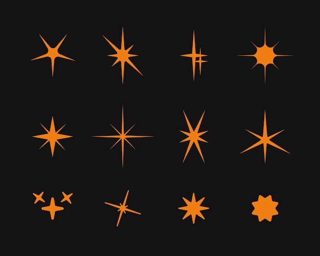 Colección de estrellas de luz brillante diseño de ilustración vectorial de logotipo estrellas