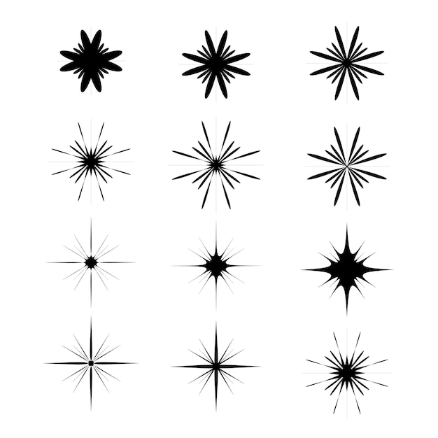 una colección de estrellas negras con las palabras estrella en la parte inferior