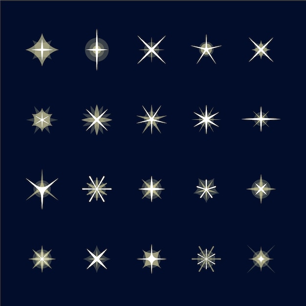 Colección de estrellas planas y brillantes